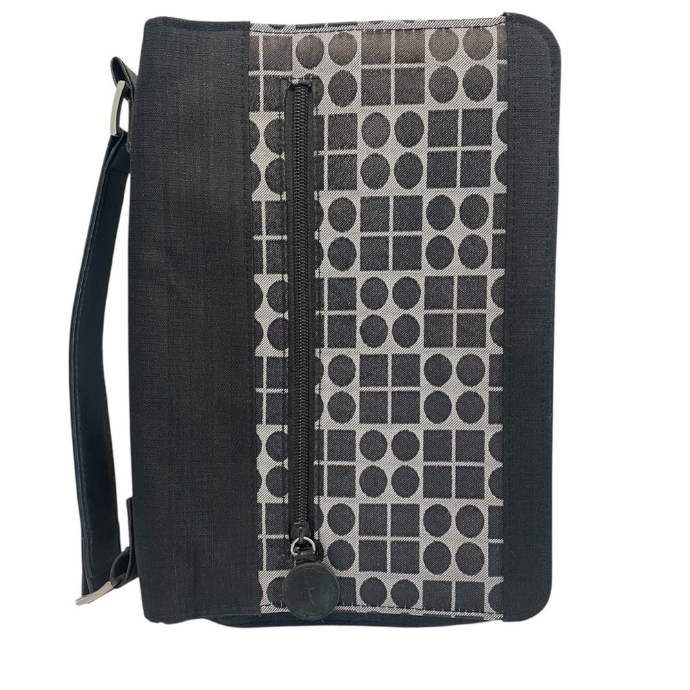 Zondervan Bible Cover Carrier Black Gray Geometric Fabric Zippered